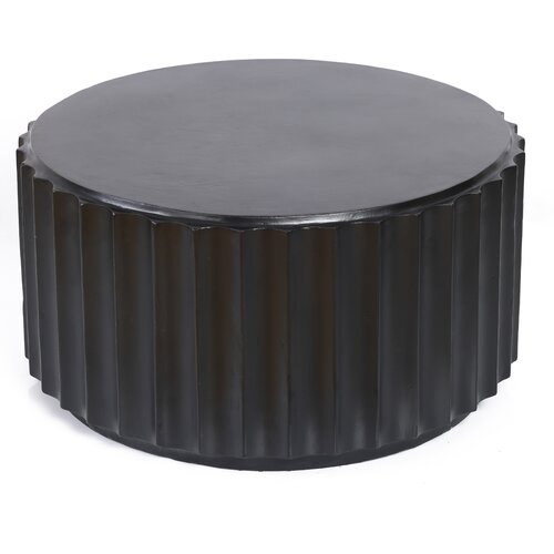 Black Cement Round Coffee Table For Outdoors And Indoors 